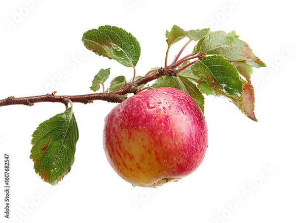 Obraz apple on a branch on white background