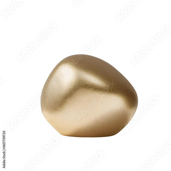 Fototapeta Isolated shiny gold object with rounded edges on a plain setting with space around the subject on transparent background
