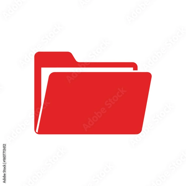Obraz Red Folder Icon with Tab Flat Design Data Storage Symbol.