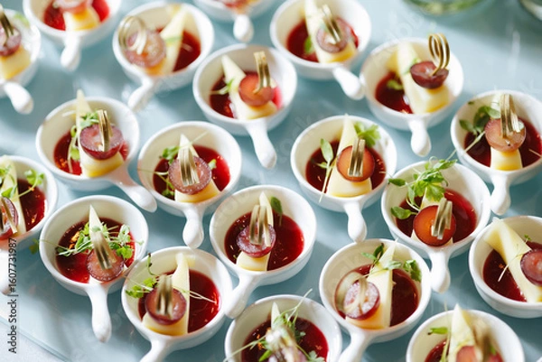 Obraz Elegant Appetizers with Cheese and Grape