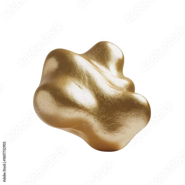 Fototapeta Close up of a shiny golden nugget with an irregular shape isolated on a plain solid color space on transparent background