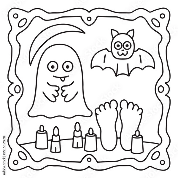 Fototapeta Halloween Bold and Easy Coloring Pages for Kids – Fun and Simple Spooky Designs for Children to Color