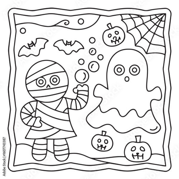 Fototapeta Halloween Bold and Easy Coloring Pages for Kids – Fun and Simple Spooky Designs for Children to Color