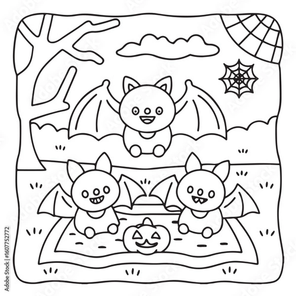 Obraz Halloween Bold and Easy Coloring Pages for Kids: Fun and Spooky Halloween Illustrations with Pumpkins, Ghosts, Bats, Witches, and More for Toddlers and Children