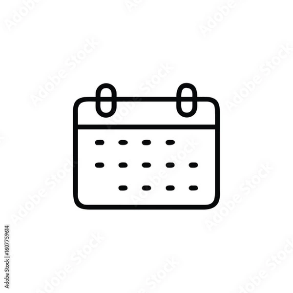 Fototapeta Outline calendar icon with rounded corners dots symbol graphic