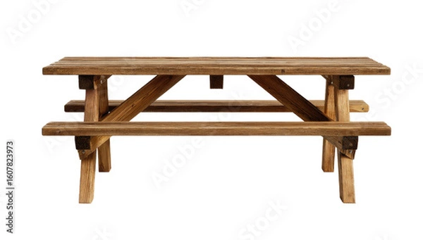 Fototapeta Rustic wooden picnic table (2)