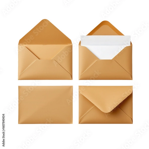 Fototapeta Assorted Gold Envelopes for Invitations and Correspondence Use