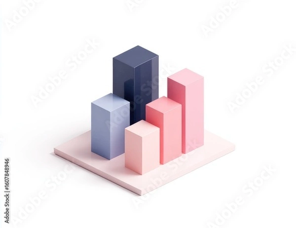 Fototapeta Isometric 3D bar graph, pastel colors