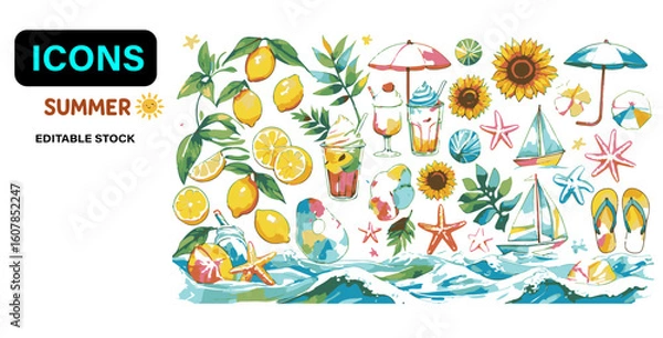 Fototapeta  Summer Icons
