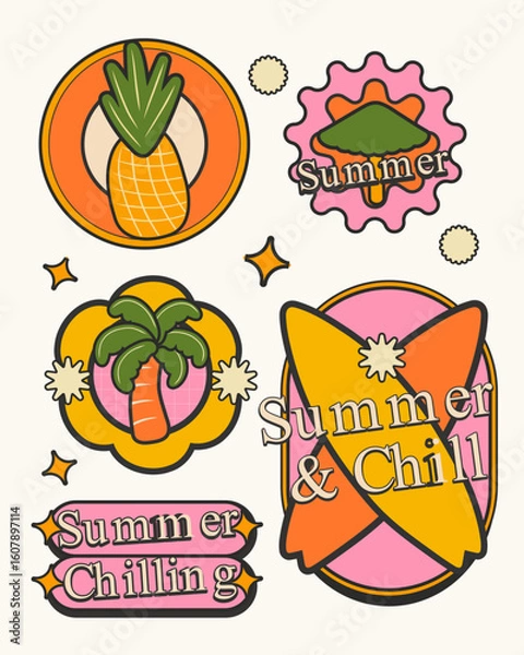Fototapeta Summer sticker graphic collections