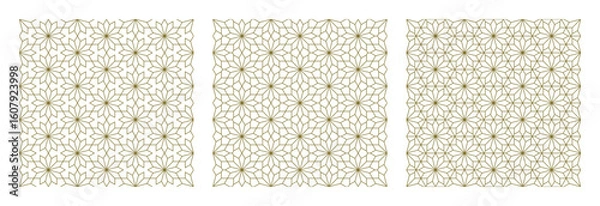 Fototapeta Set three seamless geometric patterns based on arabic traditional craft