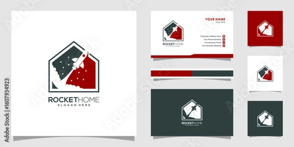 Fototapeta rocket home logo vector design