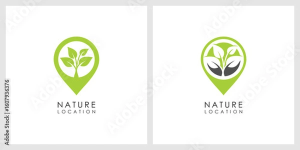 Fototapeta nature leaf location logo vector design