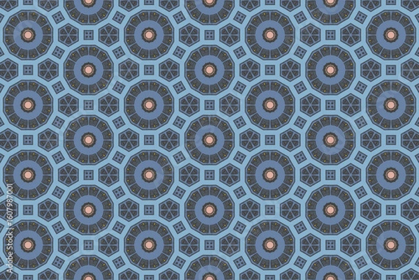 Fototapeta Seamless Decoration Geometric Perspective Wallpaper Template Tile Visual Fashion Background Interior Shape Digital Fabric Art Luxury Textile Texture Symmetric Graphic Endless Cloth Design Pattern.