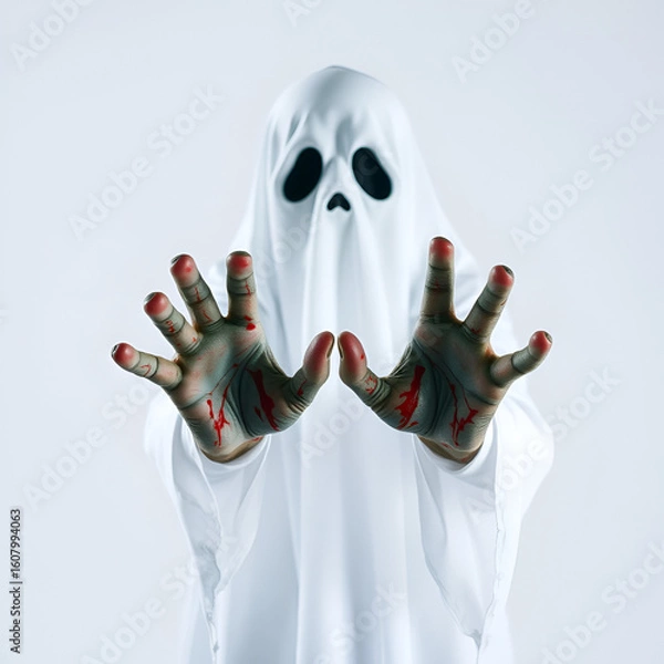Obraz terrible ghost zombie hands isolated on white