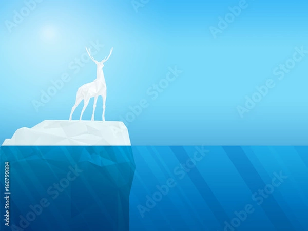 Fototapeta deer on iceberg