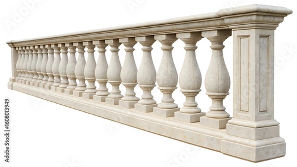 Fototapeta stone baluster  isolated on white background or transparent background, png cut out, ready to bring joy to any space