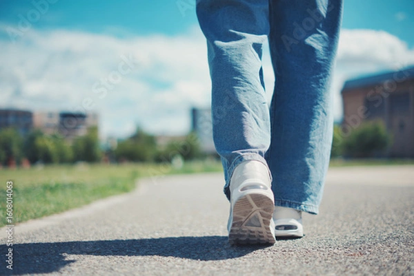 Fototapeta ウォーキングをする女性の足元