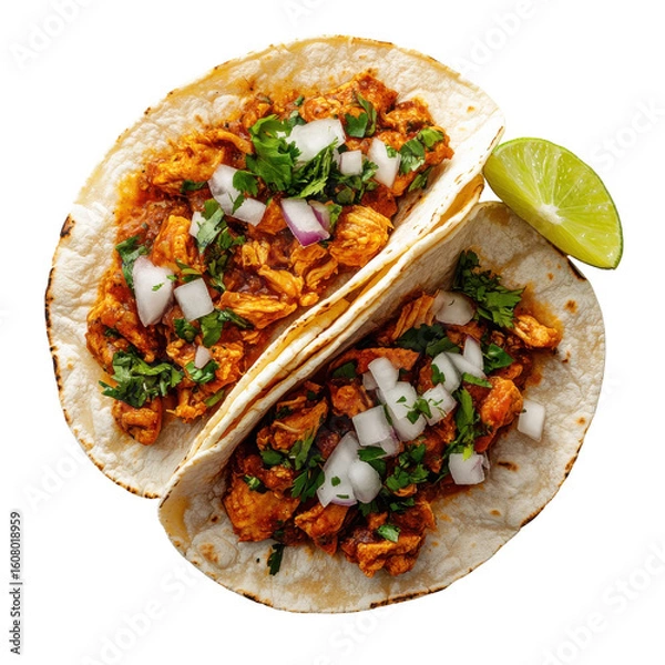 Fototapeta Delicious Chicken Tacos with Fresh Cilantro and Lime, Perfect for a Flavorful Meal on transparent background