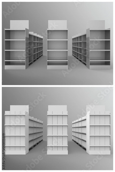 Fototapeta Aisle with Gondola Store Branding 3D Rendering