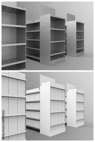 Fototapeta Aisle with Gondola Store Branding 3D Rendering