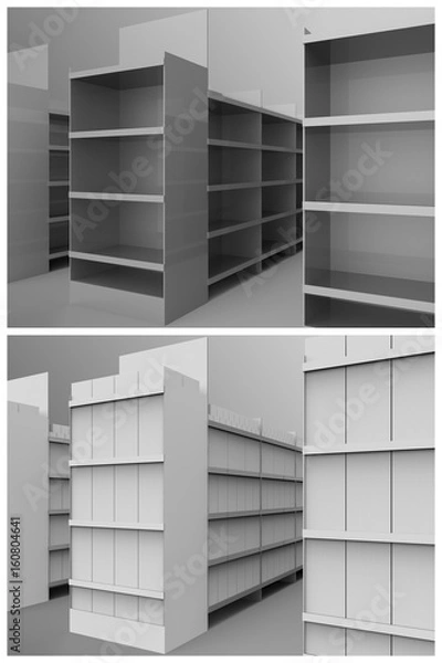 Fototapeta Aisle with Gondola Store Branding 3D Rendering