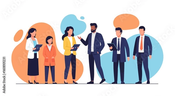 Fototapeta Diverse Business Team Collaboration: Illustration for Website or Presentation