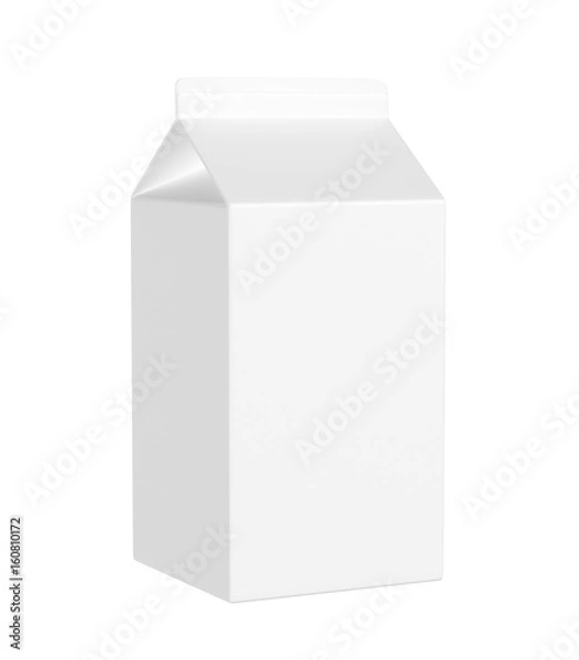 Fototapeta milk box isolated on white background, 3D rendering