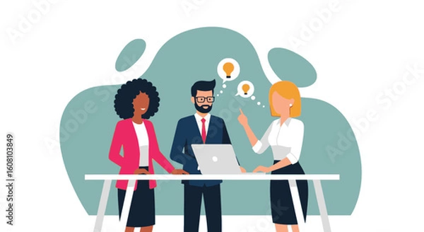 Fototapeta Diverse business team brainstorming ideas together, perfect for website banners or presentations.