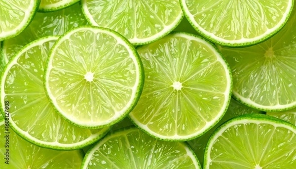 Obraz A vibrant, fresh lime slice close-up