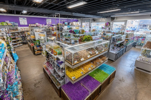 Fototapeta vibrant and bustling pet store specializing in unique products for exotic pets