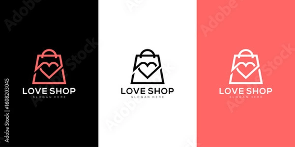 Obraz love shop bag logo vector design premium