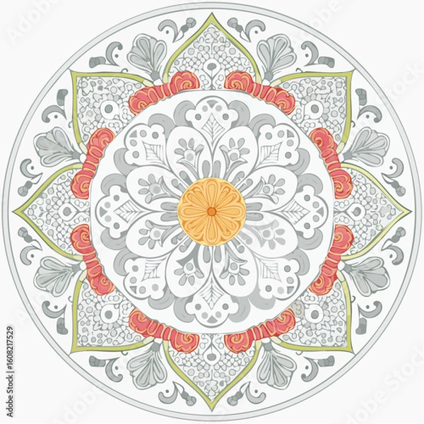 Fototapeta intricate floral mandala panel featuring concentric pocket depths, svg vector design