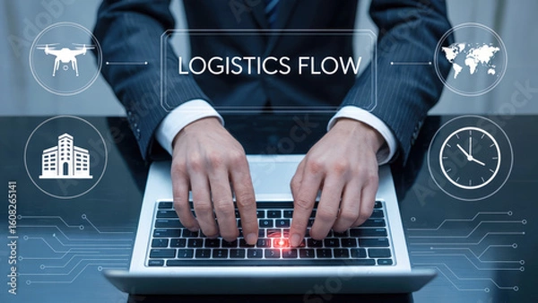 Fototapeta Optimize logistics flow with innovative technology and global reach for efficient supply chain management now
