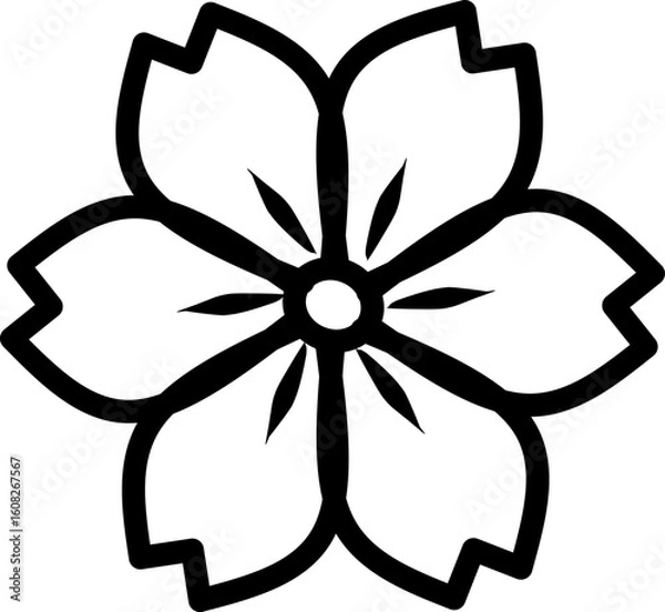Fototapeta icon vector flower design, with various design shapes, with a hand drawn black outline style for summer and flower.