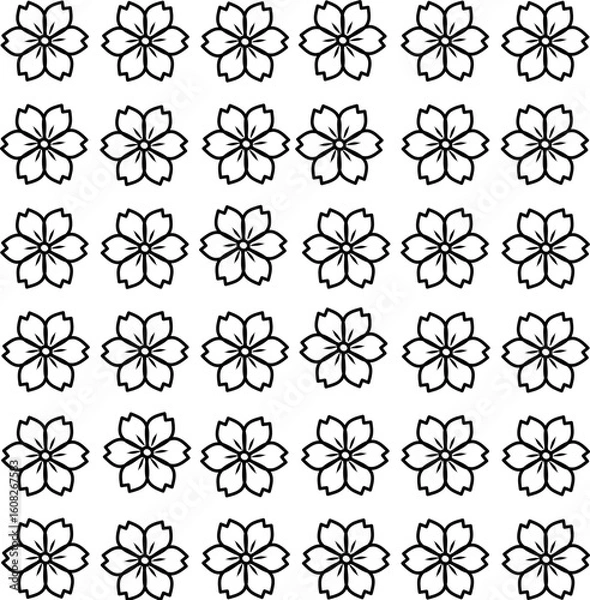 Obraz icon vector flower design, with various design shapes, with a hand drawn black outline style for summer and flower.