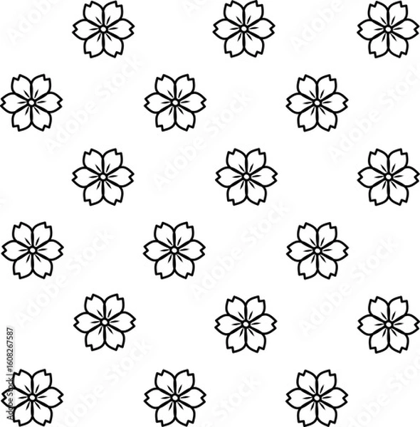 Obraz icon vector flower design, with various design shapes, with a hand drawn black outline style for summer and flower.