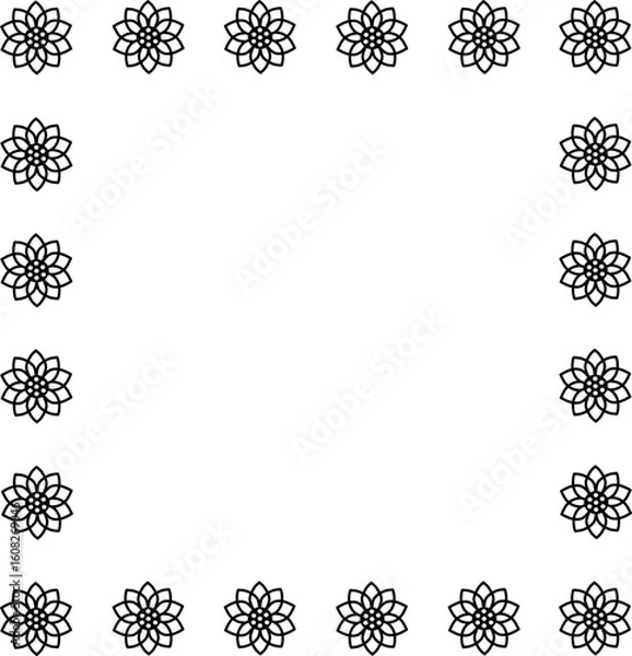Obraz icon vector flower design, with various design shapes, with a hand drawn black outline style for summer and flower.