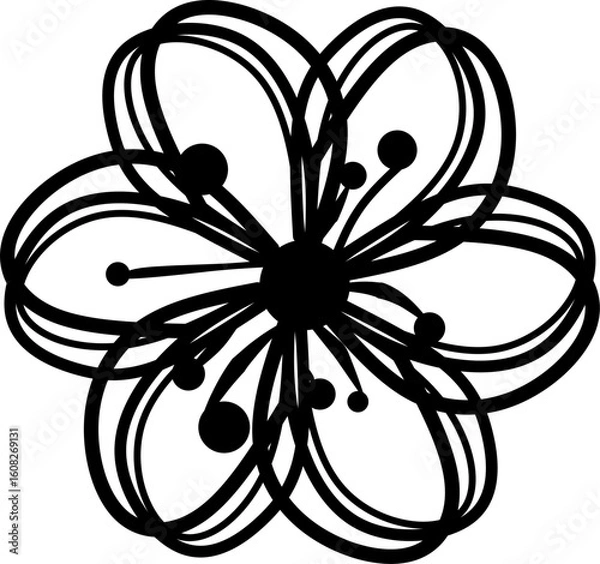 Fototapeta icon vector flower design, with various design shapes, with a hand drawn black outline style for summer and flower.