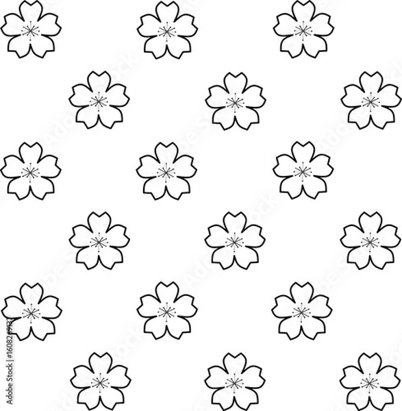 Fototapeta icon vector flower design, with various design shapes, with a hand drawn black outline style for summer and flower.