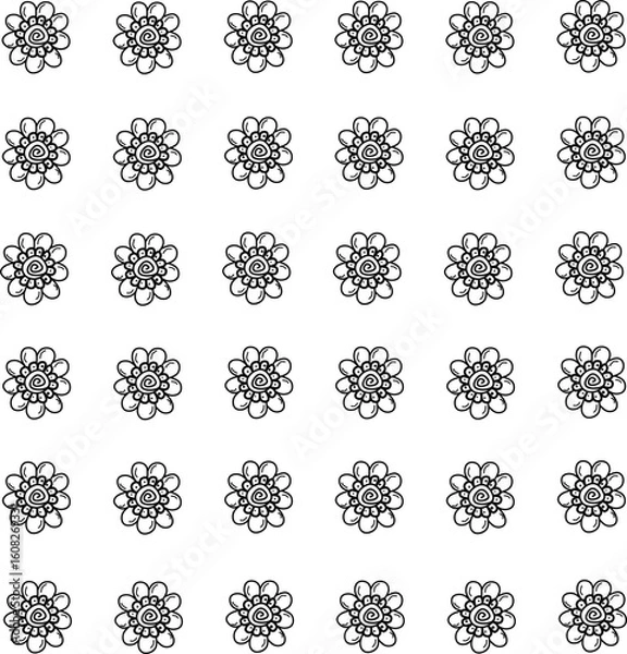 Obraz icon vector flower design, with various design shapes, with a hand drawn black outline style for summer and flower.