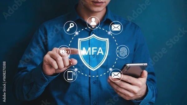 Fototapeta Enhance digital security with multi factor authentication for mobile devices to protect information now