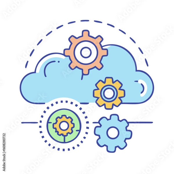 Obraz  SaaS Cloud with Gear and Settings