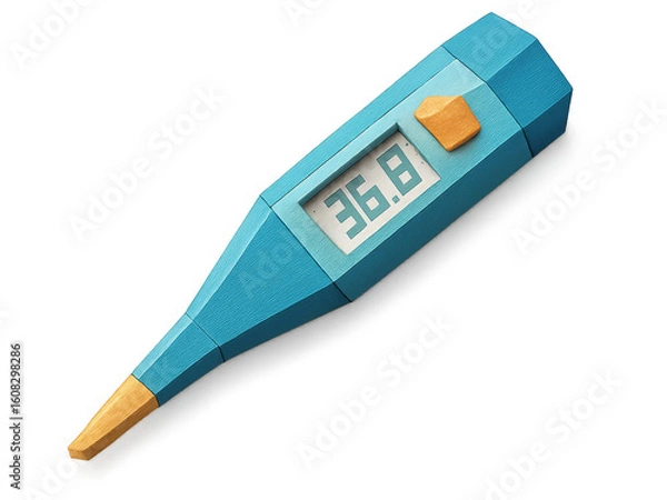 Obraz Origami paper digital thermometer icon with clean, modern look and transparent background. Generative AI