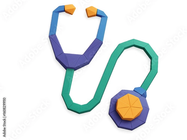 Obraz Origami paper stethoscope icon with clean, modern look and transparent background. Generative AI