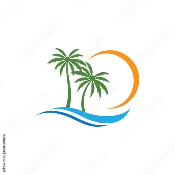 Fototapeta Palm tree summer logo