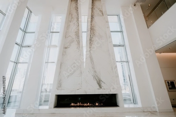Obraz Elegant Modern Fireplace in Luxurious Living Space