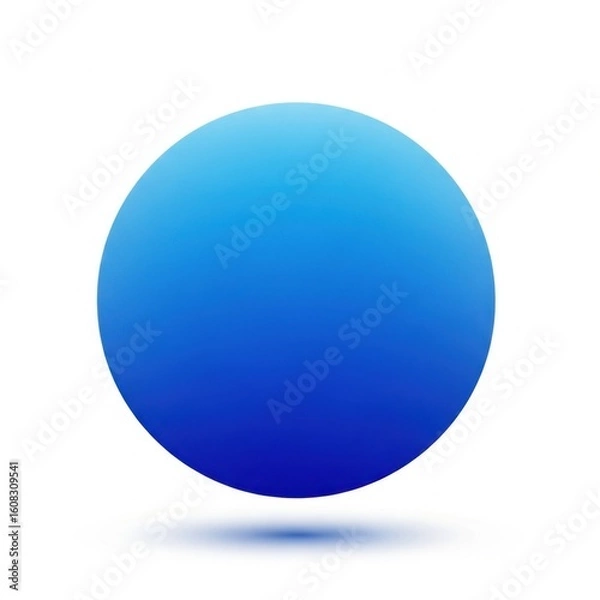 Obraz A Simple Blue Sphere Casting a Shadow on a White Background