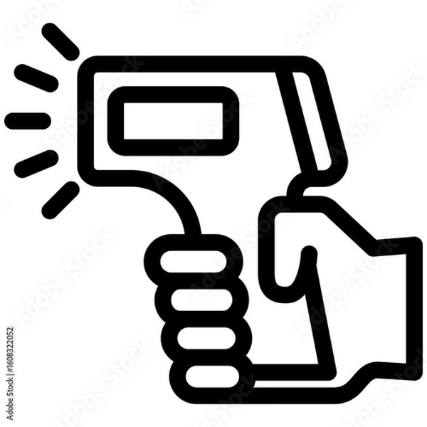 Fototapeta Scanner black outline, mini illustration icon. use for modern concept, print, UI, UX kit, web and app development. Vector related to commerce, retail, marketing and shopping.