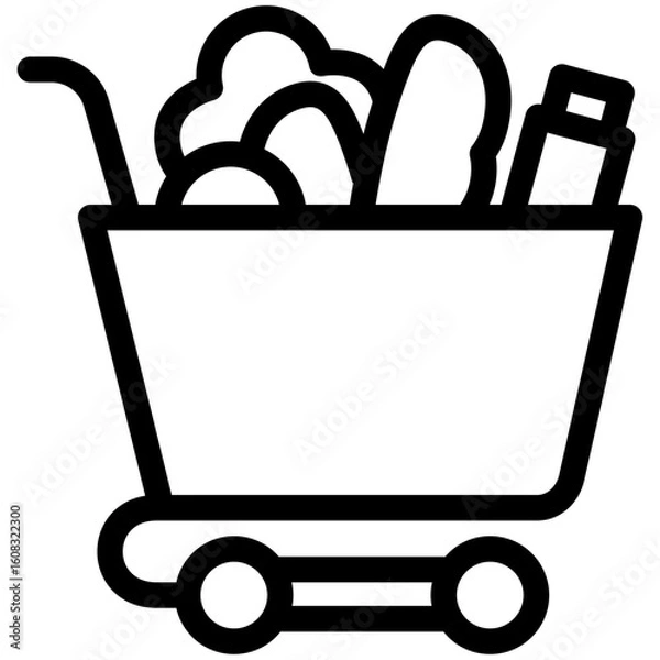Fototapeta Shopping black outline, mini illustration icon. use for modern concept, print, UI, UX kit, web and app development. Vector related to commerce, retail, marketing and shopping.